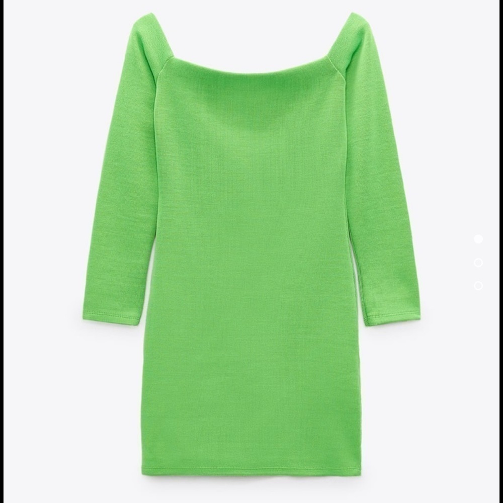 Zara Green Off The Shoulder Dress